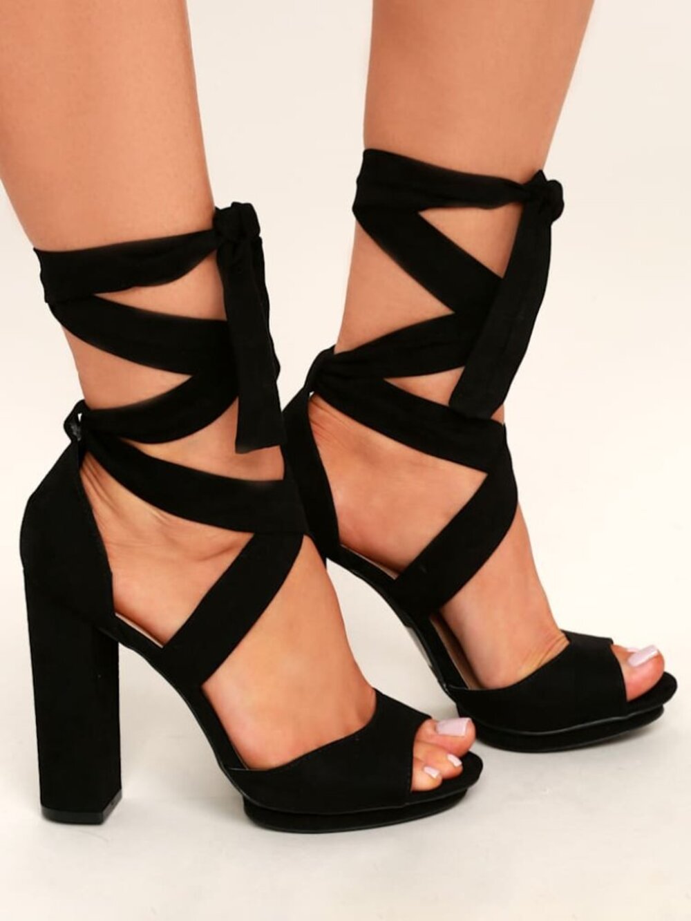 Dorian Black Suede Lace-Up Platform Heels - Lulus Size 6